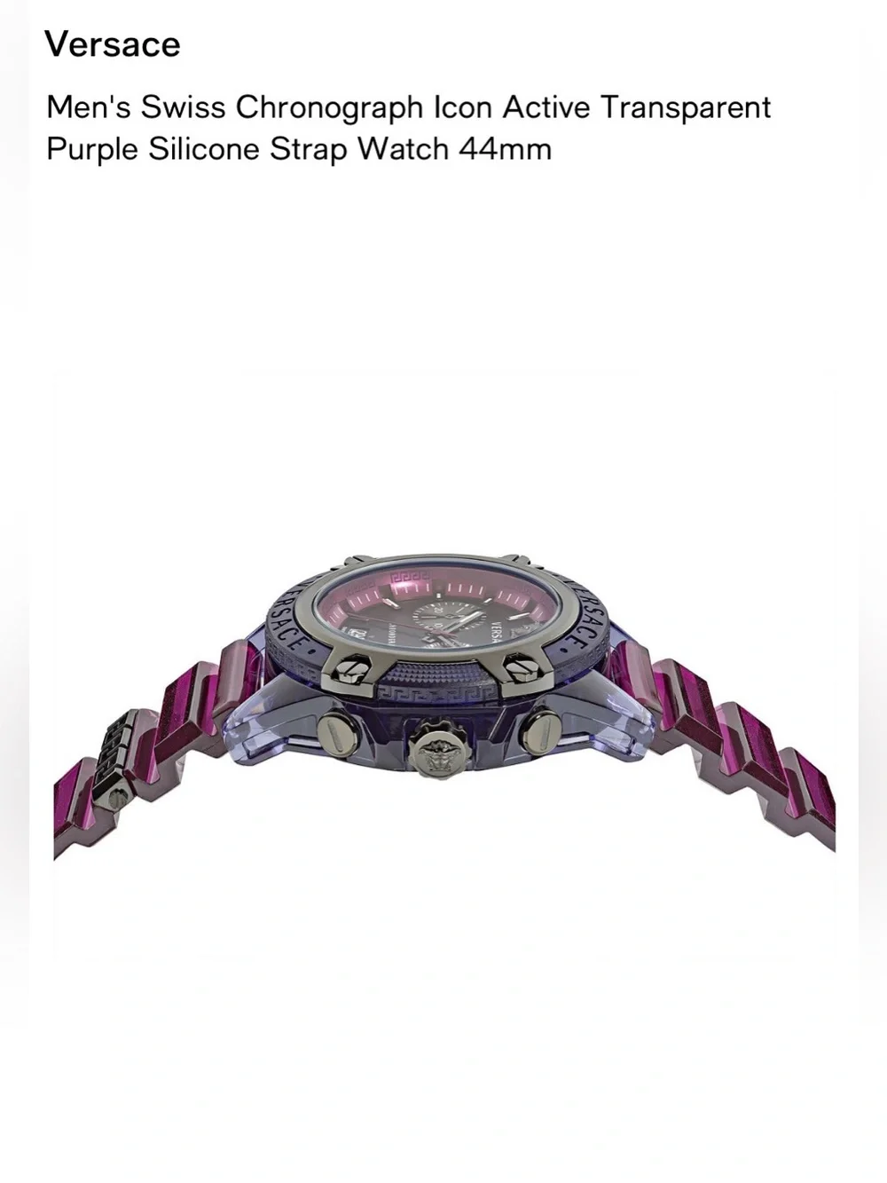 Versace Men's Purple Chronograph Silicone Strap Watch